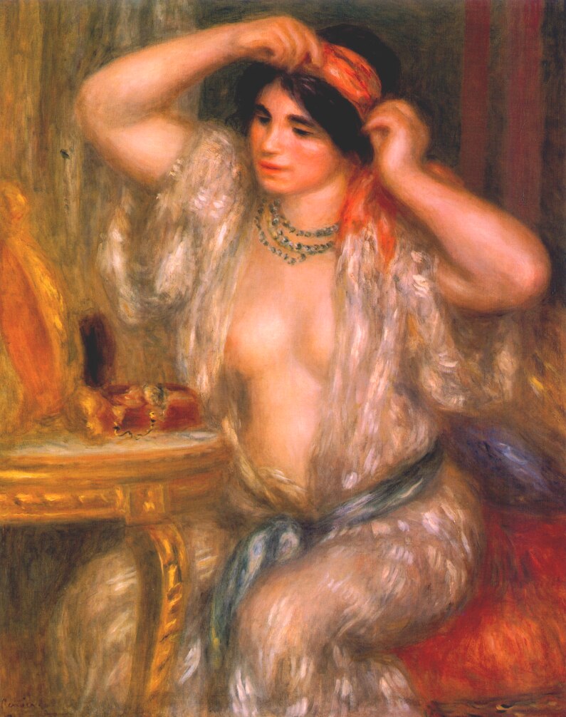 Gabrielle at the mirror - Pierre-Auguste Renoir painting on canvas
